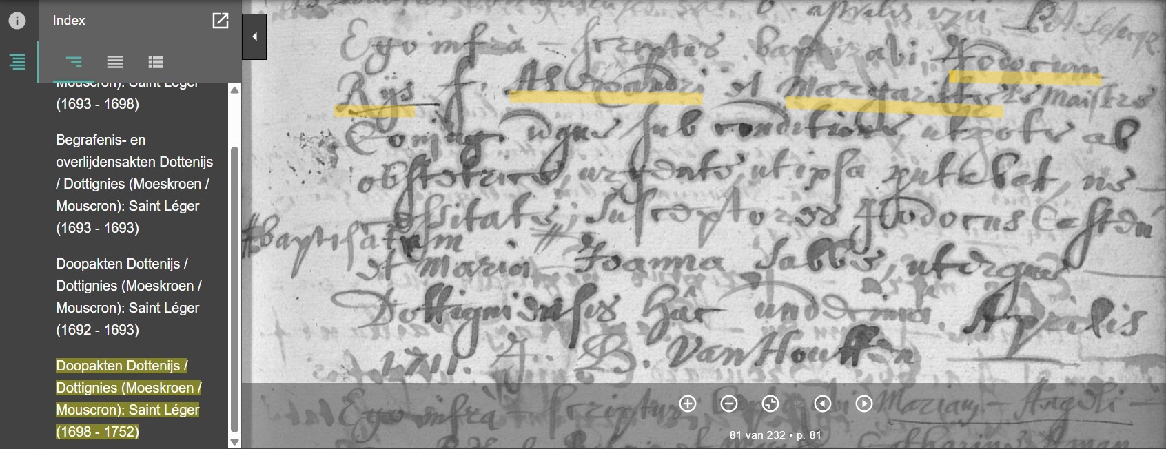 Doopakte Judocus Rys 6 november 1711