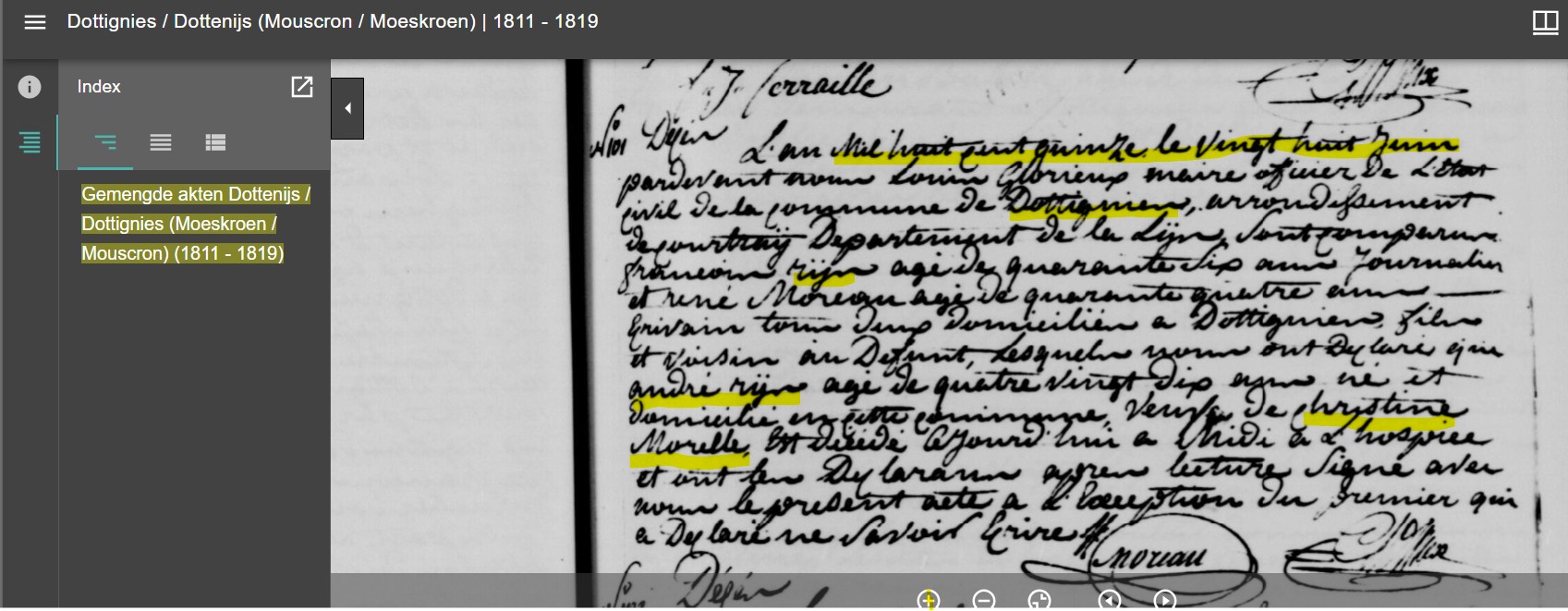 Overlijdensakte Andreas Rys Augustus 1760